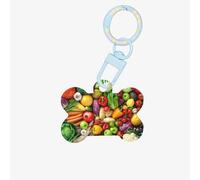 Ornamento in acrilico con stampa di frutta e verdura fresca, medagliette per animali domestici, portachiavi per cani per le vacanze per gli amanti degli animali domestici, regalo per cani