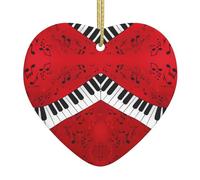 Ornamento in ceramica a forma di cuore con nota musicale a forma di pianoforte, ornamenti per albero di Natale, regali di festa, scambio regalo