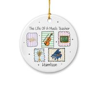 Ornamento in ceramica con scritta "The Life of A Music Teacher" (lingua italiana non garantita), regalo personalizzato per insegnante di musica, regalo di Natale per l'apprezzamento del Ringraziamento