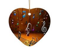 Ornamento in ceramica degli accessori festivi della stampa della nota musicale, ciondolo a forma di cuore della stella per la