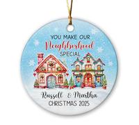 Ornamento in ceramica del vicino 2025, nomi personalizzati che fai il nostro quartiere ornamento natalizio speciale, ornamento in ceramica per il vicino della porta accanto regalo per vicino, ricordo