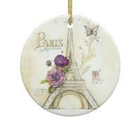 Ornamento in ceramica di Catmas della Torre Eiffel dell'ornamento di Natale 2025, pendente in ceramica per la decorazione domestica