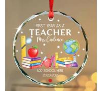 Ornamento In Ceramica Glass,First Year As A Teacher Natale Ciondolo Personalizzate Decorazioni Natalizie Rimovibile Addobbi Natalizi Per Cerimonia Interno Esterno