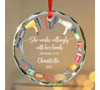 Ornamento In Ceramica Glass,She Works Willingly With Her Hands Appeso Ornamento Personalizzate Palline Per Albero Di Natales Alta Qualità Decorazioni Natalizie Per Cerimonia Interno Esterno