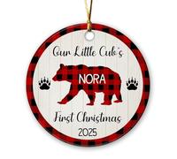 Ornamento in ceramica per il primo Natale, il primo ornamento natalizio del nostro cucciolo 2025, ornamento personalizzato con nome e anno del bambino, ornamento personalizzato a forma di zampa di