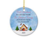 Ornamento in ceramica per la nuova casa Natale 2025, personalizzato per il primo Natale nella nostra nuova casa, ornamento natalizio per l'inaugurazione della casa, personalizzato il nostro nuovo