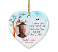 Ornamento in ceramica personalizzato con cardinale in memoria amorevole Natale, I Loved You Your Whole Life I'll Miss You for The Rest of Mine, ornamento regalo personalizzato con nome foto Loved One