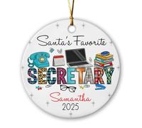 Ornamento in ceramica personalizzato per albero di Natale 2025, ornamenti natalizi preferiti di Babbo Natale, nome/anno, ornamento natalizio personalizzato per segretari, uomini, donne, amici