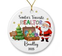 Ornamento in ceramica preferito di Babbo Natale 2025, agente immobiliare personalizzato Regali di Natale per uomini donne venditore, decorazioni natalizie agente immobiliare di Babbo Natale, ornamenti