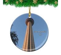 Ornamento In Ceramica San Antonio Tower Of The Americas Texas Travel Natale Ciondolo Ideale Decorazione Per Albero Di Natale Rimovibile Decorazioni Natalizie Per Cerimonia Esterno Festa 7.3CM