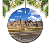 Ornamento In Ceramica Sturgis Motorcycle Rally South Dakota Usa America Natale Ciondolo Alta Qualità Boule De Noëls Ideale Ornements D'Arbre De Noël Per Festa Interno Esterno 7.3CM