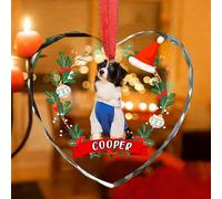 Ornamento in cristallo a forma di cuore con foto di cane e gatto, regalo da appendere personalizzato per gli amanti degli animali domestici, compleanno, Natale, festa della mamma