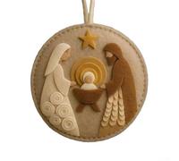 Ornamento in feltro fatto a mano con design presepe, per decorazioni dell'albero di Natale e progetti artigianali basati sulla fede festiva (due persone)