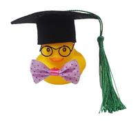 Ornamento in gomma per la laurea, figura carina per cruscotto dell'auto, mini cappello e occhiali, accessorio divertente per interni, accessorio da collezione, pezzo da esposizione per interni del