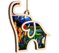 Ornamento in legno a forma di elefante con dettaglio a forma di cuore e biglietto di storia, da appendere per donne, realizzato a mano ispirato