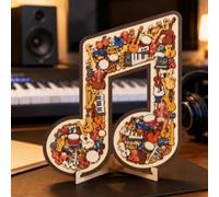Ornamento in legno a forma di nota musicale, decorazione a tema musicale | Design a forma di pezzi di strumenti musicali 3D, per amanti della musica, insegnanti e studi