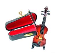 Ornamento in miniatura per violino in tiglio con supporto e base in legno, progettato per essere esposto in casa, ufficio o sala musica con dettagli autentici (8 cm)