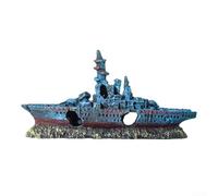 Ornamento in resina a forma di nave da guerra con camere di ventilazione, progettato per migliorare l'ambiente dell'acquario e fornire aree di nuoto sicure (nave da guerra)
