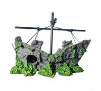 Ornamento in resina a forma di nave da guerra con camere di ventilazione, progettato per migliorare l'ambiente dell'acquario e fornire aree di nuoto sicure (nave rotta)