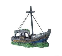 Ornamento in resina per acquario, nave da guerra con camere di ventilazione, progettato per migliorare l'ambiente dell'acquario e fornire aree di nuoto sicure (09 piccola barca)