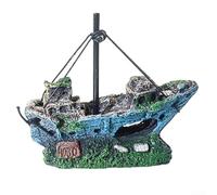 Ornamento in resina per acquario, nave da guerra con camere di ventilazione, progettato per migliorare l'ambiente dell'acquario e fornire aree di nuoto sicure (08 piccole navi)