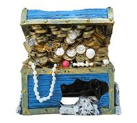 Ornamento in resina per acquario, scrigno del tesoro, decorazione paesaggistica, blu con piccolo pesciolino per aggiungere spazio nascosto per pesci e gamberetti, Predefinito