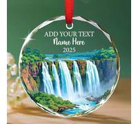 Ornamento in vetro con nome personalizzato testo e anno Brasile, ornamento natalizio 2025, ornamenti per le cascate dell'iguazù, regalo per lui e le sue amiche, ricordo personalizzato per gli amanti
