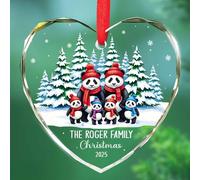 Ornamento in vetro con scritta "First Christmas Together As 6 Members" (lingua italiana non garantita), personalizzabile per il primo Natale come famiglia di sei ornamenti, famiglia di 6 panda, nomi