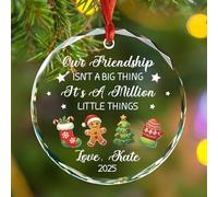 Ornamento in vetro con scritta "Our Friendship Isn't A Big Thing It's A Million Little Things", ornamenti natalizi personalizzati per migliori amici, regali per sorelle dell'anima BFF, ornamento per