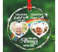 Ornamento in vetro con scritta "We are Always with You", regalo per chi ha perso il nonno e i nonni, foto data personalizzata e nomi nonni in paradiso ornamento natalizio 2025, ornamenti commemorativi