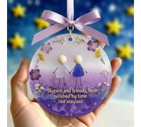 Ornamento in vetro di mare della vera amicizia, ricordo dell'amicizia senza tempo, ornamenti da appendere all'albero di Natale, i veri amici sono come il vetro di mare raro da trovare, arte in vetro