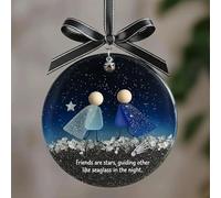 Ornamento in vetro di mare della vera amicizia, ricordo senza tempo a forma di cuore, ornamento da appendere all'albero di Natale, i veri amici sono come il vetro di mare raro da trovare, arte in