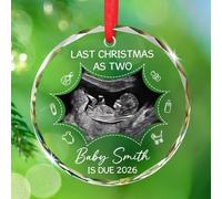 Ornamento in vetro "Last Christmas As Two is Due", Ornamenti personalizzati per bambini Natale 2025, Ornamento ricordo in arrivo per bambini, Immagine personalizzata Annuncio di gravidanza Ornamenti