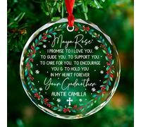 Ornamento in vetro madrina, ornamento personalizzato con nomi madrina, regalo per dio madre da figlioccia, promessa al figlioccio ornamenti natalizi, ornamenti personalizzati per battesimo
