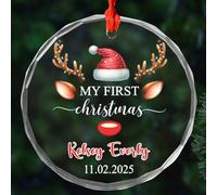 Ornamento in vetro per il primo Natale del bambino 2025, regalo personalizzato per i miei primi ornamenti di Natale per bambini Baby Boy Girl, Nome della data personalizzata Il mio primo ornamento di