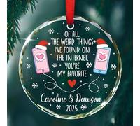 Ornamento in vetro per incontri su Internet Natale 2025, Personalizzato di tutte le cose strane che ho trovato su Internet Sei i miei ornamenti preferiti, Ornamento natalizio online per coppia di nomi