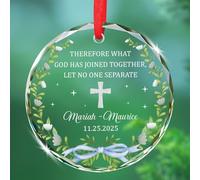 Ornamento in vetro per matrimonio cristiano personalizzato Natale 2025, Pertanto ciò che Dio ha unito insieme Ricordo di Natale, Nomi/Data Ornamento in vetro per matrimonio religioso, Ornamenti per