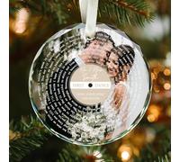 Ornamento in vetro personalizzato con testo della canzone con foto di coppia 2025, Ornamento personalizzato in vetro, Il nostro primo Natale insieme 2025, Ornamento di Natale per una coppia appena