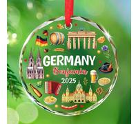Ornamento in vetro personalizzato Germania 2025, souvenir da viaggio tedesco regalo per viaggio viaggiatore, ornamenti personalizzati per paesaggio urbano di Berlino con nome, albero appeso in vetro