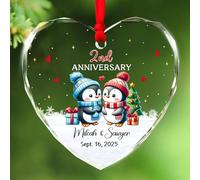 Ornamento in vetro personalizzato per il secondo anniversario di Natale 2025, 2° anniversario di matrimonio, regalo di Natale per marito, moglie, lui, lei, personalizzato 2 anni come Mr & Mrs albero