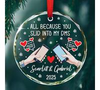Ornamento in vetro personalizzato per incontri su Internet Natale 2025, Tutto perché sei scivolato nei miei ornamenti DMS, Ornamento personalizzato per coppie nomi/anno per la decorazione dell'albero