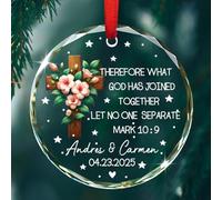 Ornamento in vetro personalizzato per matrimonio cristiano 2025 regalo per sposi, quindi ciò che Dio ha unito insieme non lascia che nessuno separi ornamenti, ornamento natalizio personalizzato Mr