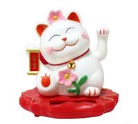 Ornamento invitante a forma di gatto fortunato, alimentato dalla luce solare per ottimizzare gli sforzi di attrazione della ricchezza (2312-bianco)