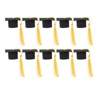 Ornamento Laurea Mini Cappello Dottorato 10 Pezzi, Giallo | Cake Decor per Party Cake e Cupcakes, Carta Poliestere, Decorazioni Scuola, Graduation Caps Toppers