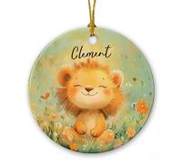 Ornamento leone, decorazioni personalizzate per albero di Natale con fiore di leone, regali di Natale per figlio figlia, Re della giungla, personalizzato Scegli il nome Ornamento Leone Natale 2025