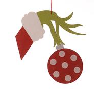 Ornamento Mano Grinch Con Sfera Glitter Green Red