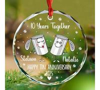 Ornamento natalizio 2025 con 10 anni insieme, personalizzato per il decimo anniversario di matrimonio, regali per Mr Mrs, Happy Tin Anniversary ornamento per albero di Natale, ornamenti personalizzati