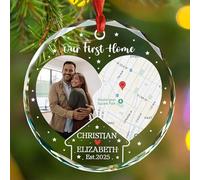 Ornamento natalizio 2025 con mappa della posizione della foto della casa, regalo di Natale per coppie di sposi, regalo personalizzato per il primo Natale nella nuova casa ornamento regalo