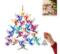 Ornamento natalizio 2D in acrilico 2026, colibrì colorato, decorazione per la casa, per casa e ufficio, decorazione per albero di Natale (A03)