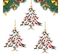 Ornamento natalizio 2D in acrilico a forma di colibrì, decorazione per albero di colibrì colorati, decorazioni per la casa con colibrì colorati in pila in inverno